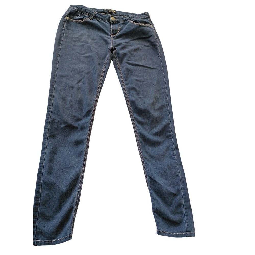 Vtg Kouture Kimora Lee Simmons Y2k Mcbling Embroidered Jeans Dark W28x29 Low Ris View 2